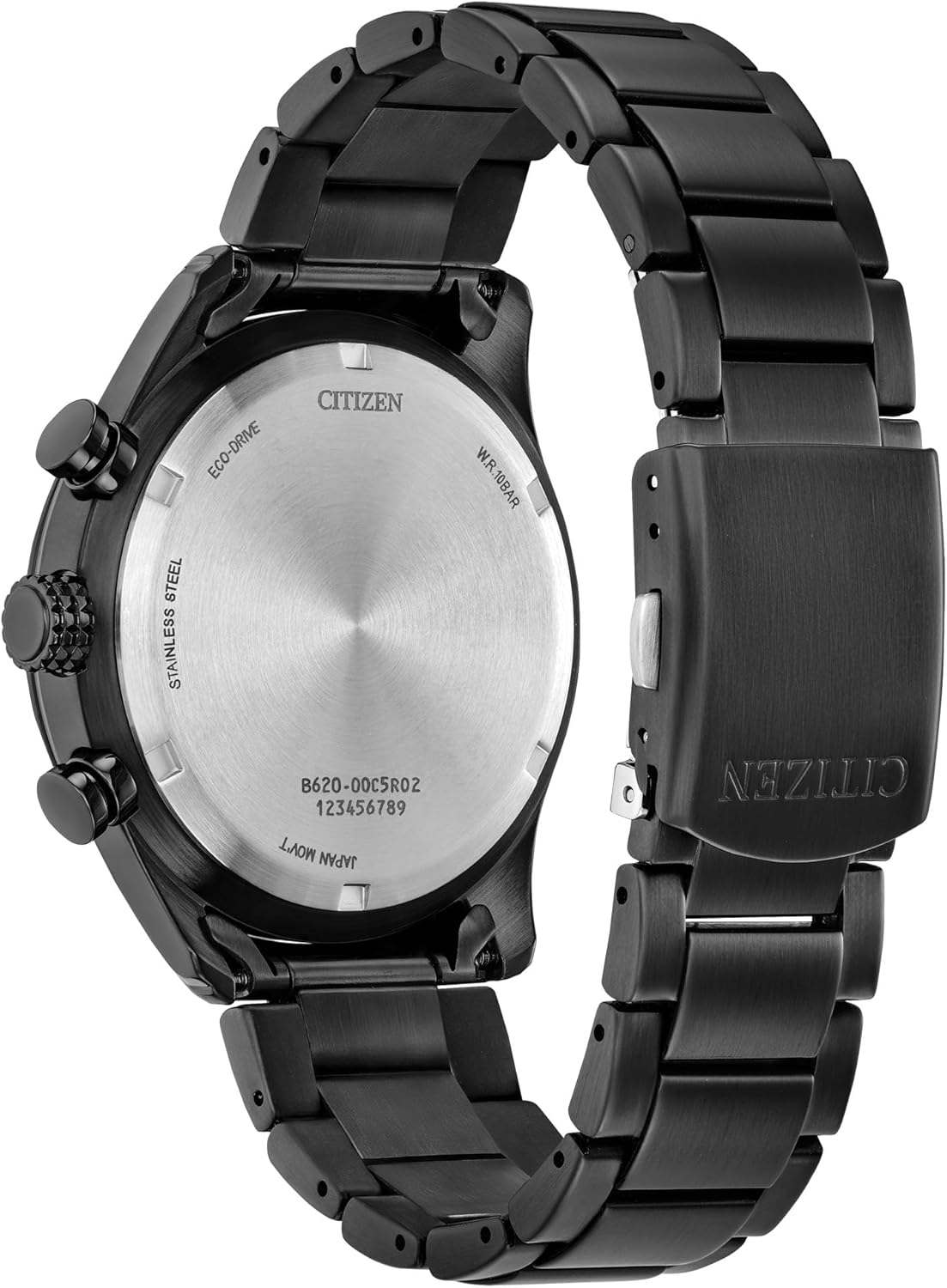 Citizen Men's Eco-Drive Sport Casual Watch, Black Stainless Steel Bracelet, Black Dial, Chronograph, Date (Model: CA4655-52E) - Image 3