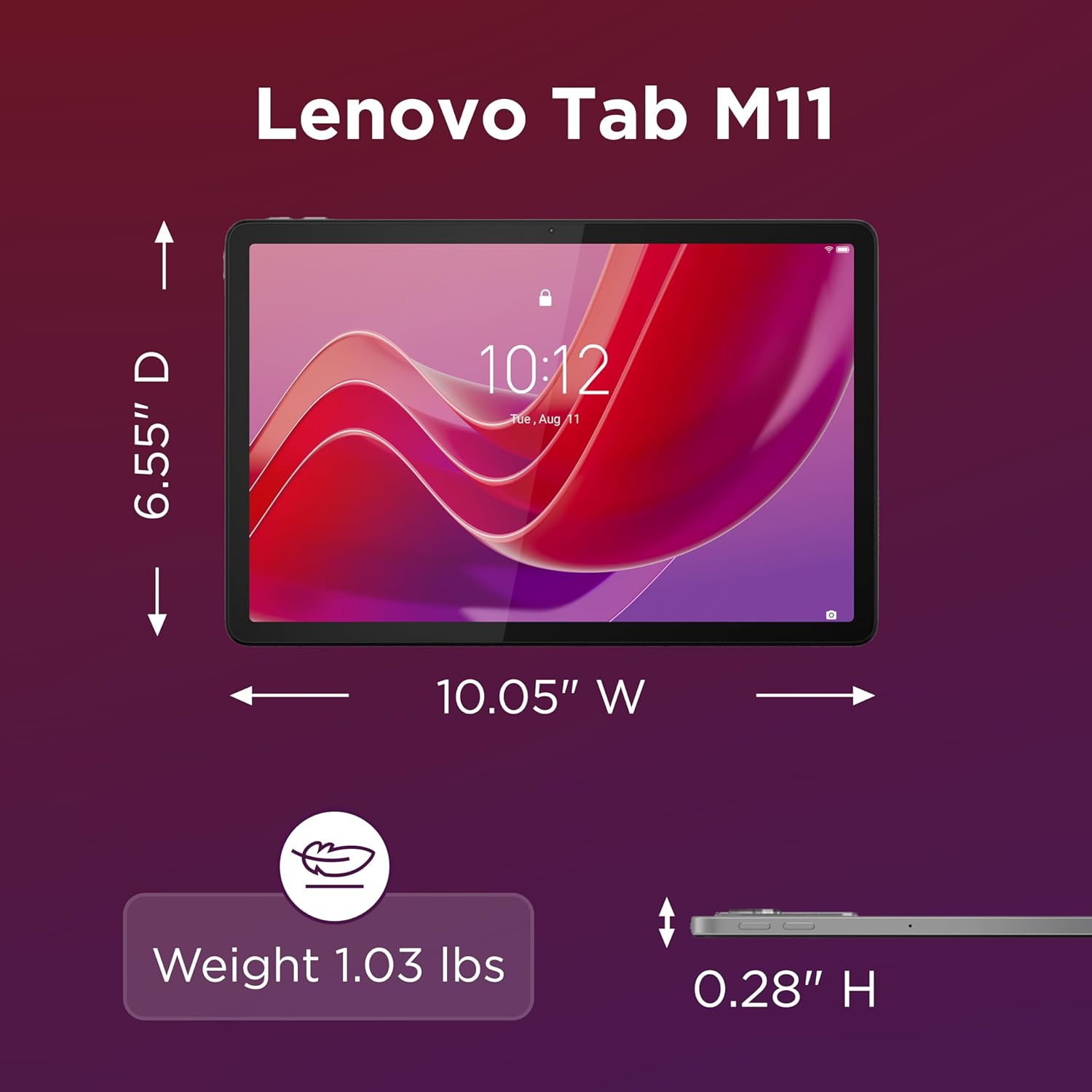 Lenovo Tab M11, 11” Display, MediaTek Helio G88 Octa-Core, 4GB RAM, 128GB SSD, 1920x1200 px, Ambient Light-Sensor, 10 Hour Battery, Comes w/Folio Case, Luna Grey - Image 3