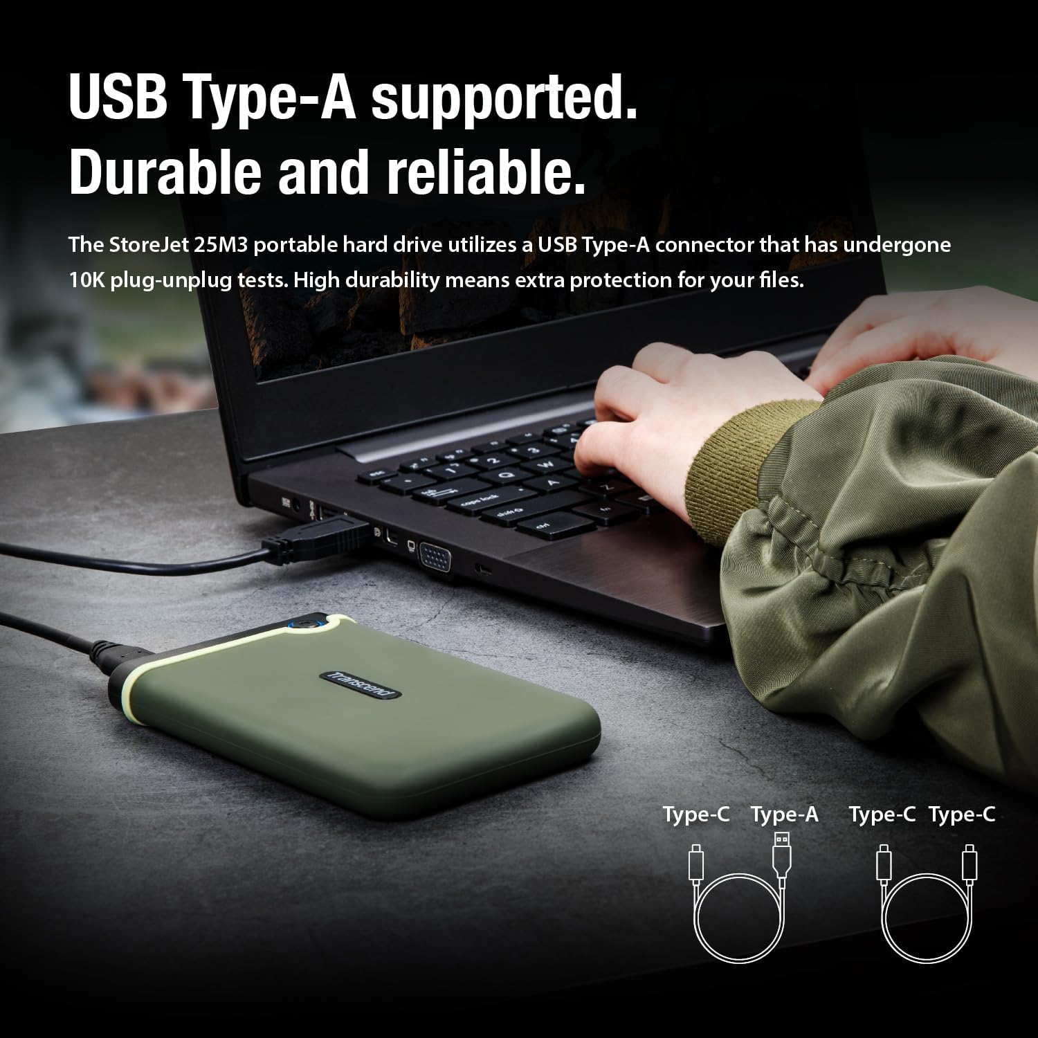 Transcend 2TB SJ25M3, USB 3.1 Portable Hard Drive Rugged, Anti-Shock Resistant, Compact and Lightweight with Lightning-Fast Speeds, One Touch Backup Button, Iron Gray - TS2TSJ25M3S - Image 6