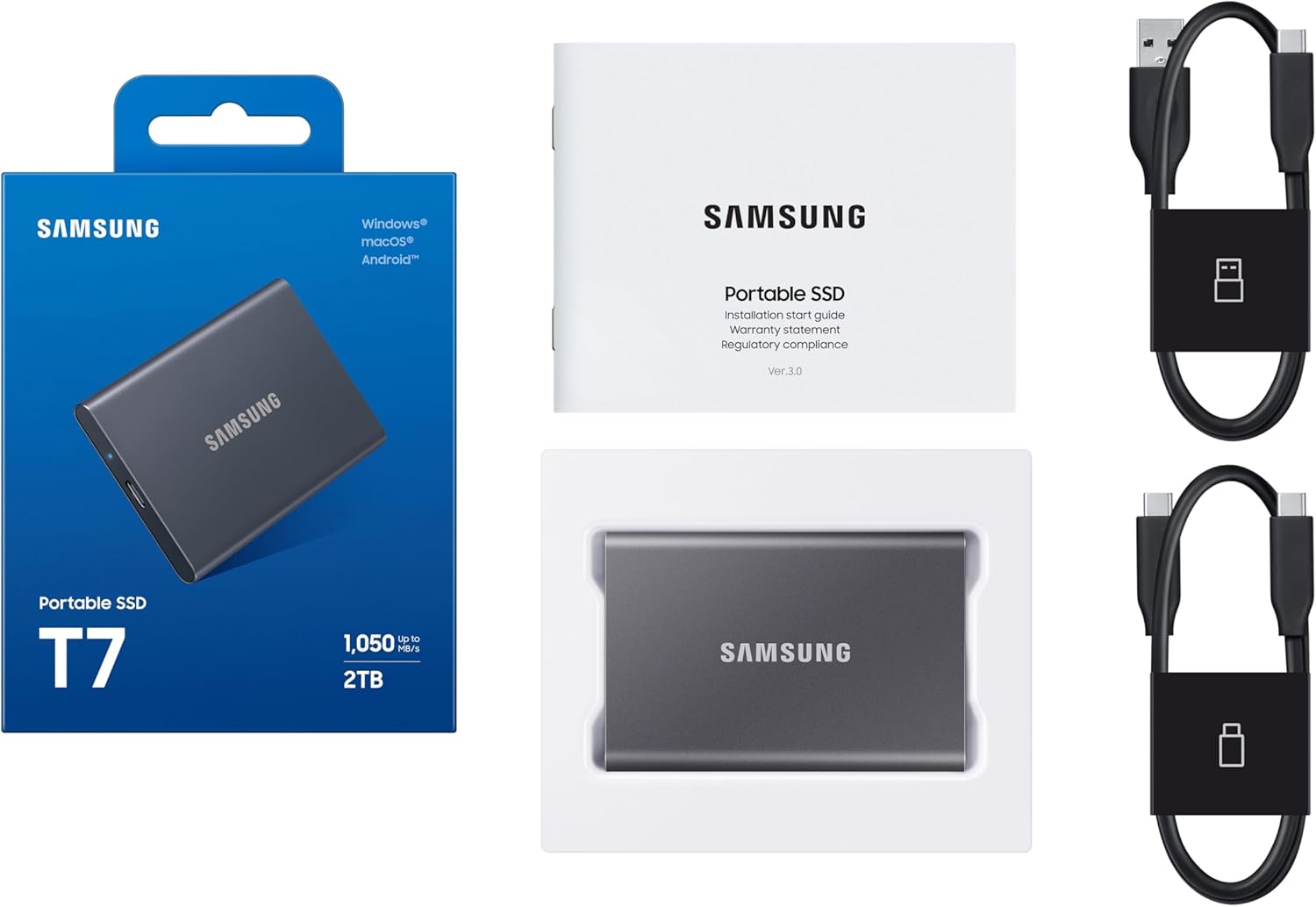 SAMSUNG T7 Portable SSD, 2TB External Solid State Drive, Speeds Up to 1,050MB/s, USB 3.2 Gen 2, Reliable Storage for Gaming, Students, Professionals, MU-PC2T0T/AM, Gray - Image 8