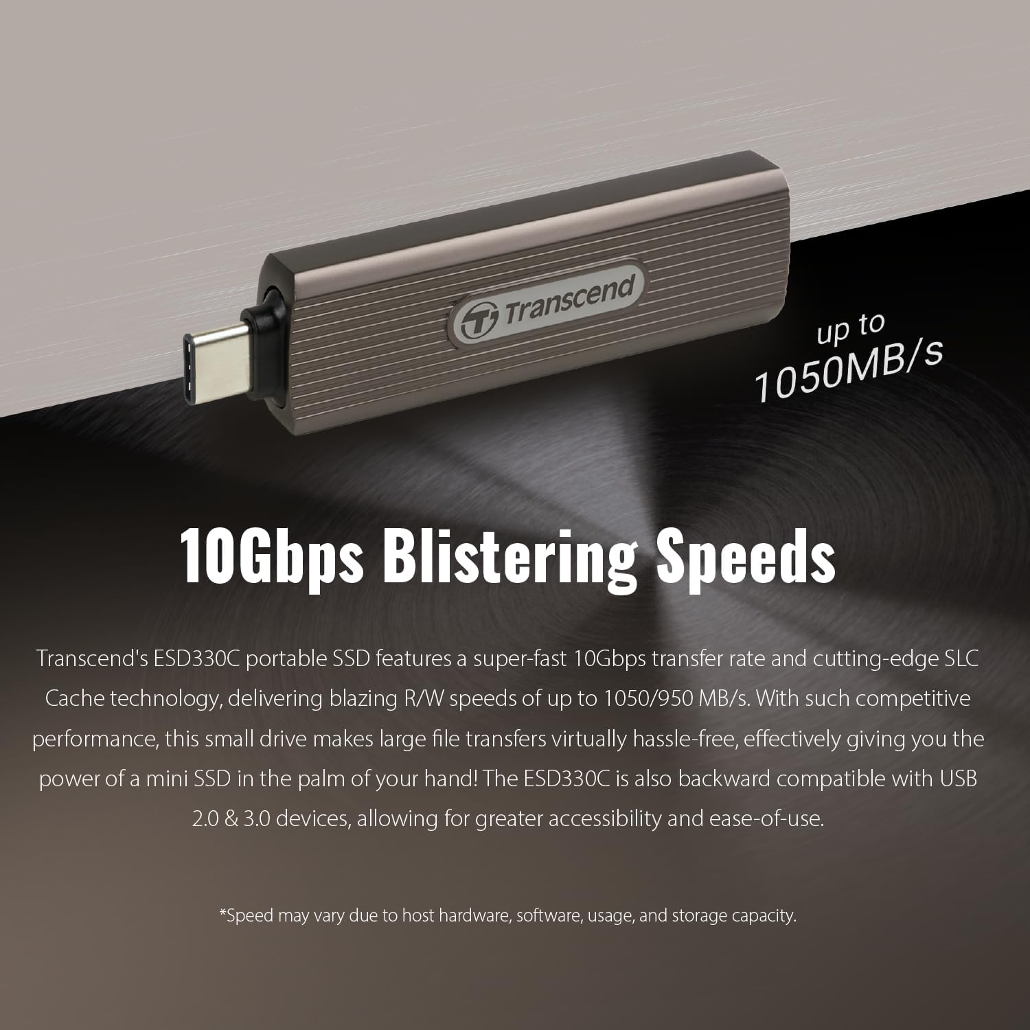 Transcend 512GB External SSD, USB 3.2 Gen2, Up to 1,050MB/s, Portable SSD with Type C, Retractable Connector Metal Case, for Gaming Console, iPhone, iPad, Android, Smart TV, Bronze - Image 5
