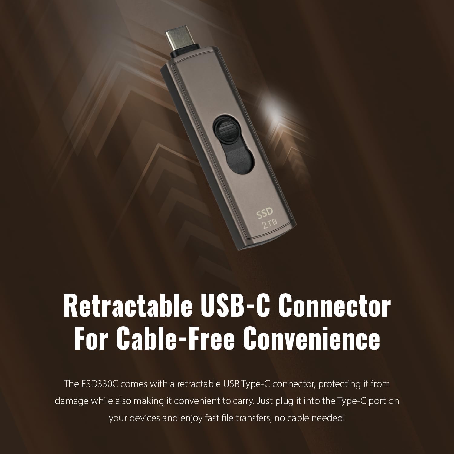 Transcend 512GB External SSD, USB 3.2 Gen2, Up to 1,050MB/s, Portable SSD with Type C, Retractable Connector Metal Case, for Gaming Console, iPhone, iPad, Android, Smart TV, Bronze - Image 7