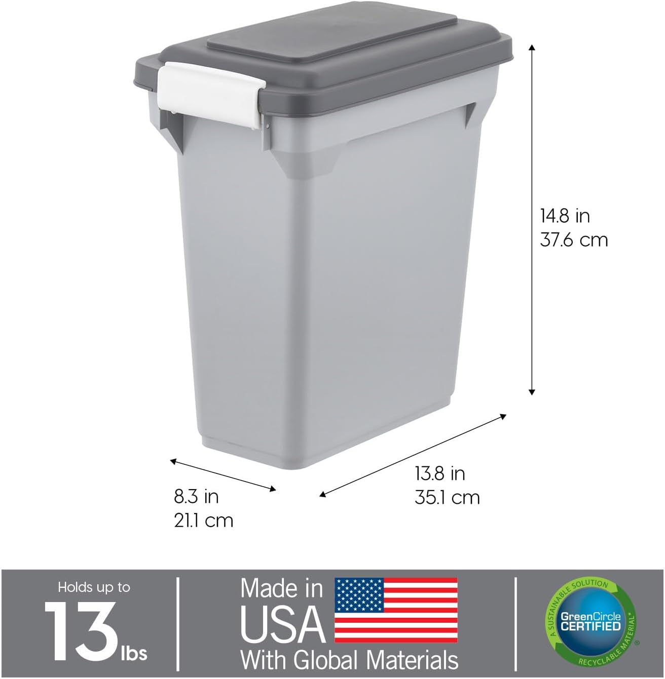 IRIS USA Dog Food Storage Container, Airtight Lid, 2-Cup Scoop, Up to 13 Pounds Pet Food Storage, Versatile Pet Food Bin, Treats, BPA Free, Gray/Dark Gray - Image 3