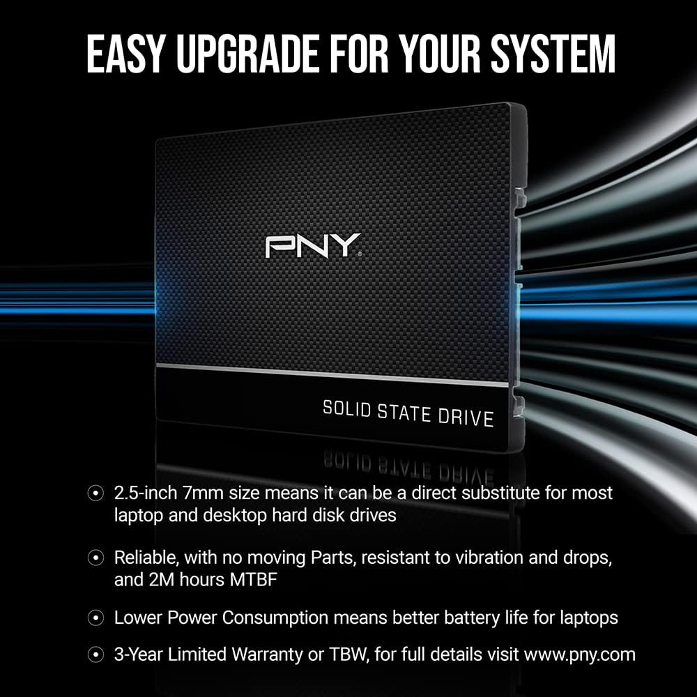 PNY CS900 500GB 3D NAND 2.5" SATA III Internal Solid State Drive (SSD) - (SSD7CS900-500-RB) - Image 5