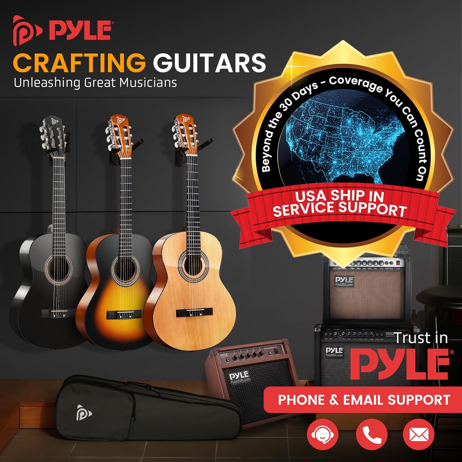 Pyle Beginner Acoustic Guitar Kit, 3/4 Junior Size All Wood Instrument for Kids, Adults, 36" Ash Gloss - Image 7