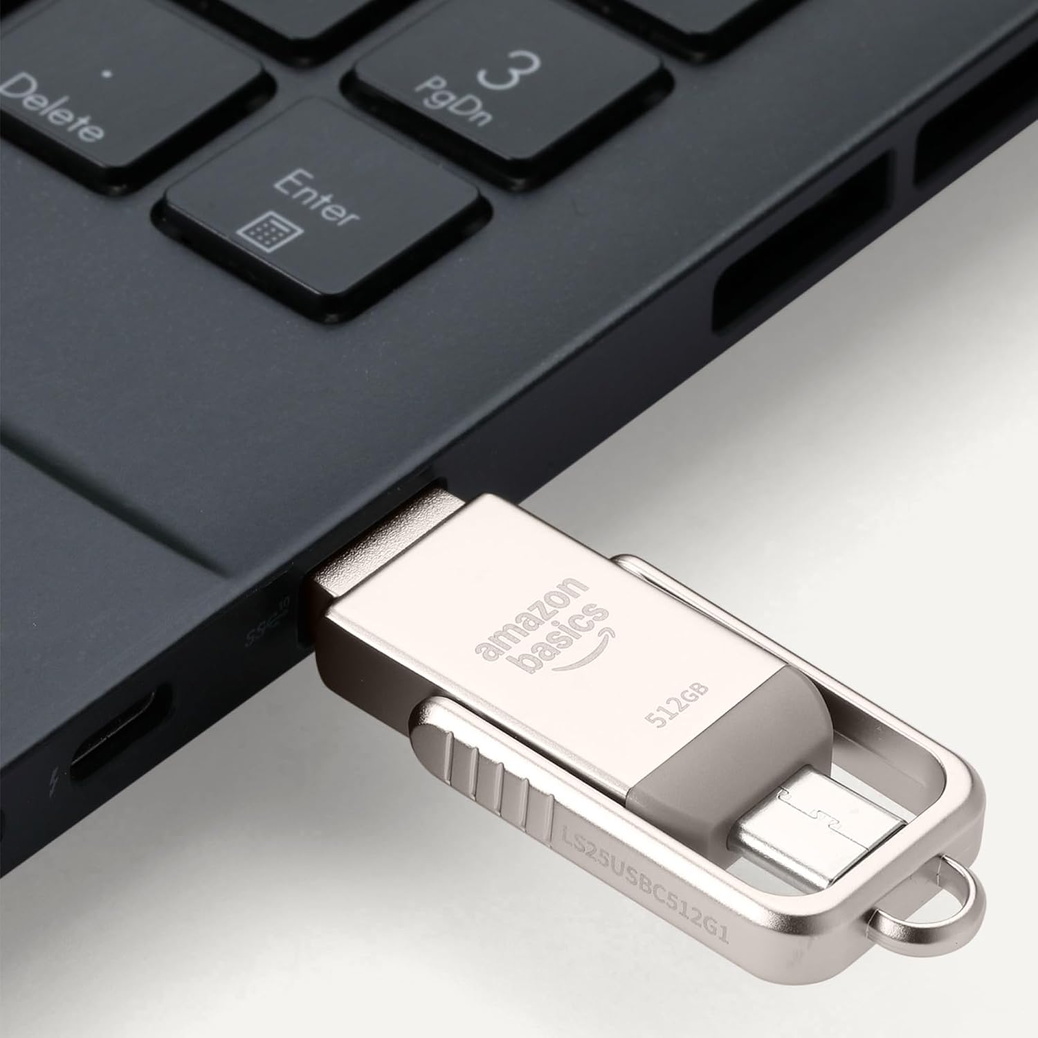 Amazon Basics USB Flash Drive, Thumb Drive Memory Stick with USB C and USB A Dual Ports, 512GB, Champagne Silver - Image 4