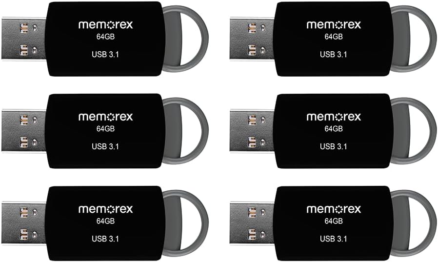 64GB Memorex USB 3.1 Flash Drive – Transfer Speeds Up to 10x Faster Than USB 2.0, Latest USB 3.1 Gen 1 Technology, Lightweight Design, for Daily File Management, Type-A Connector, 6-Pack - Image 3