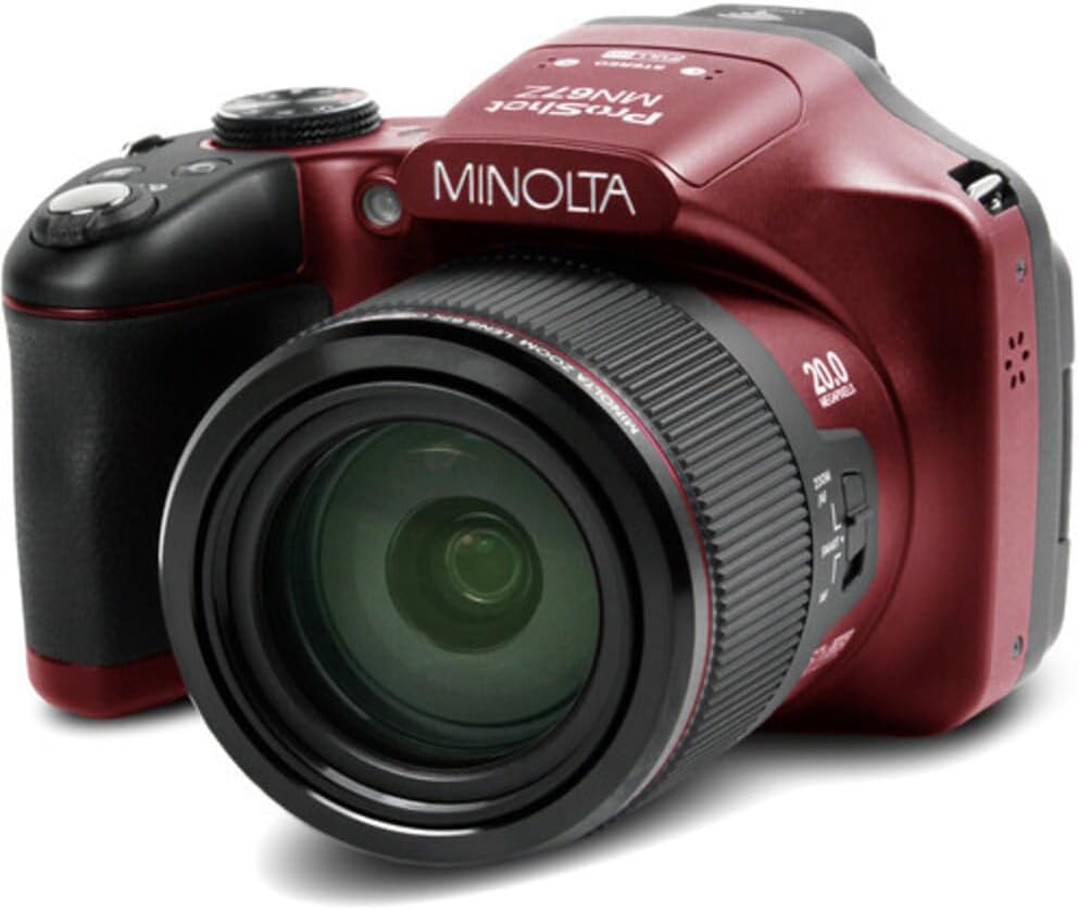 Minolta Pro Shot 20MP Digital Camera – 67x Optical Zoom, Full 1080p HD Video, Optical Image Stabilization, Wi-Fi, 3-inch Articulating LCD Screen, 27 Scene Modes – Includes 16GB SD Card (Red) - Image 4