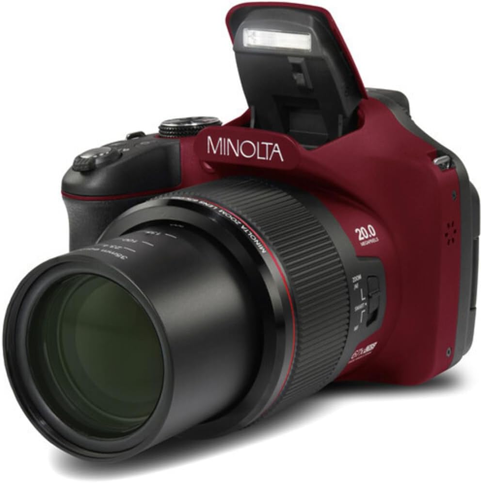 Minolta Pro Shot 20MP Digital Camera – 67x Optical Zoom, Full 1080p HD Video, Optical Image Stabilization, Wi-Fi, 3-inch Articulating LCD Screen, 27 Scene Modes – Includes 16GB SD Card (Red) - Image 5