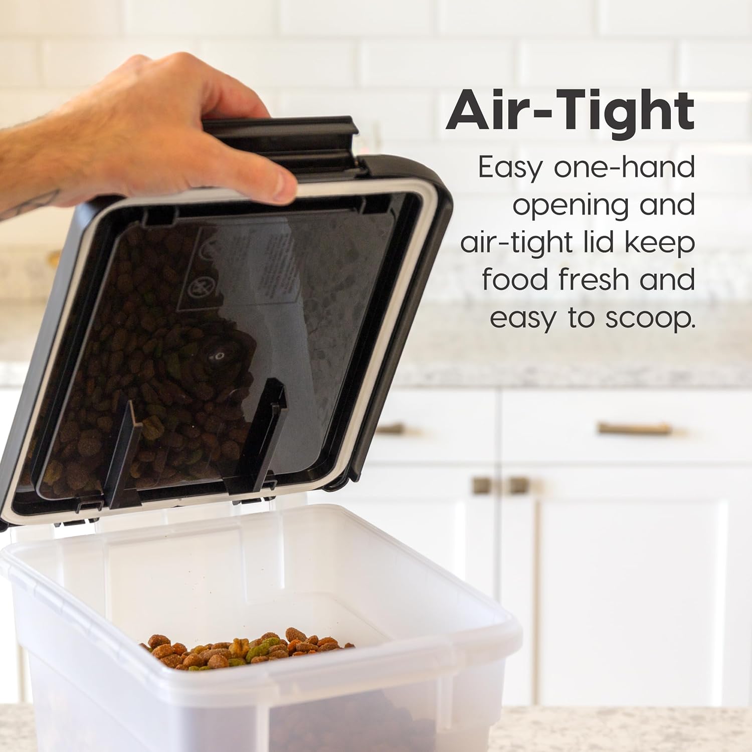 IRIS USA Airtight Dog Food Storage Container, Up to 10 lbs Each, 2 Pack, for Dog Cat Bird and Other Pet Food Storage Bin, Keep Fresh, Translucent Body, BPA Free, Clear/Black - Image 4