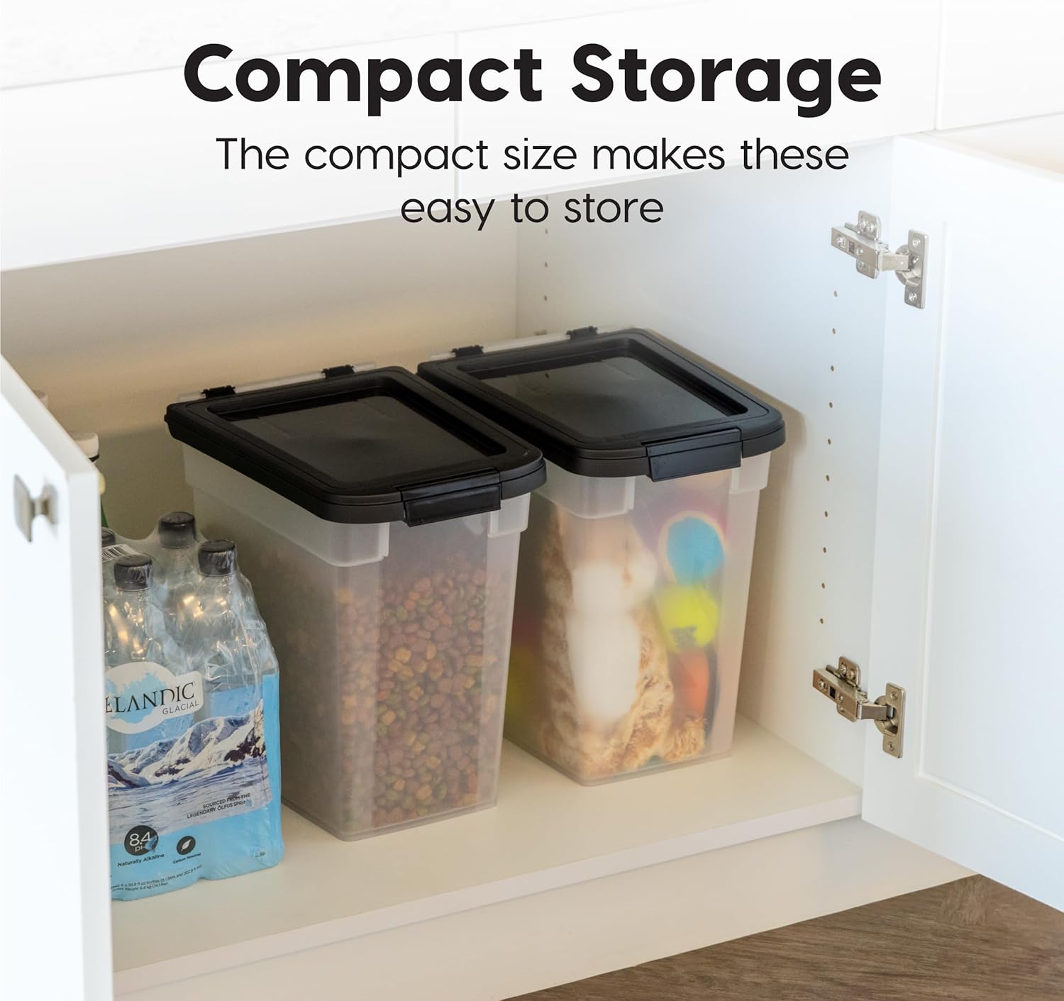 IRIS USA Airtight Dog Food Storage Container, Up to 10 lbs Each, 2 Pack, for Dog Cat Bird and Other Pet Food Storage Bin, Keep Fresh, Translucent Body, BPA Free, Clear/Black - Image 5