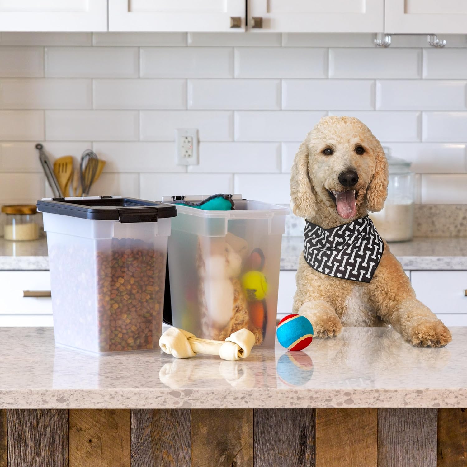 IRIS USA Airtight Dog Food Storage Container, Up to 10 lbs Each, 2 Pack, for Dog Cat Bird and Other Pet Food Storage Bin, Keep Fresh, Translucent Body, BPA Free, Clear/Black - Image 7