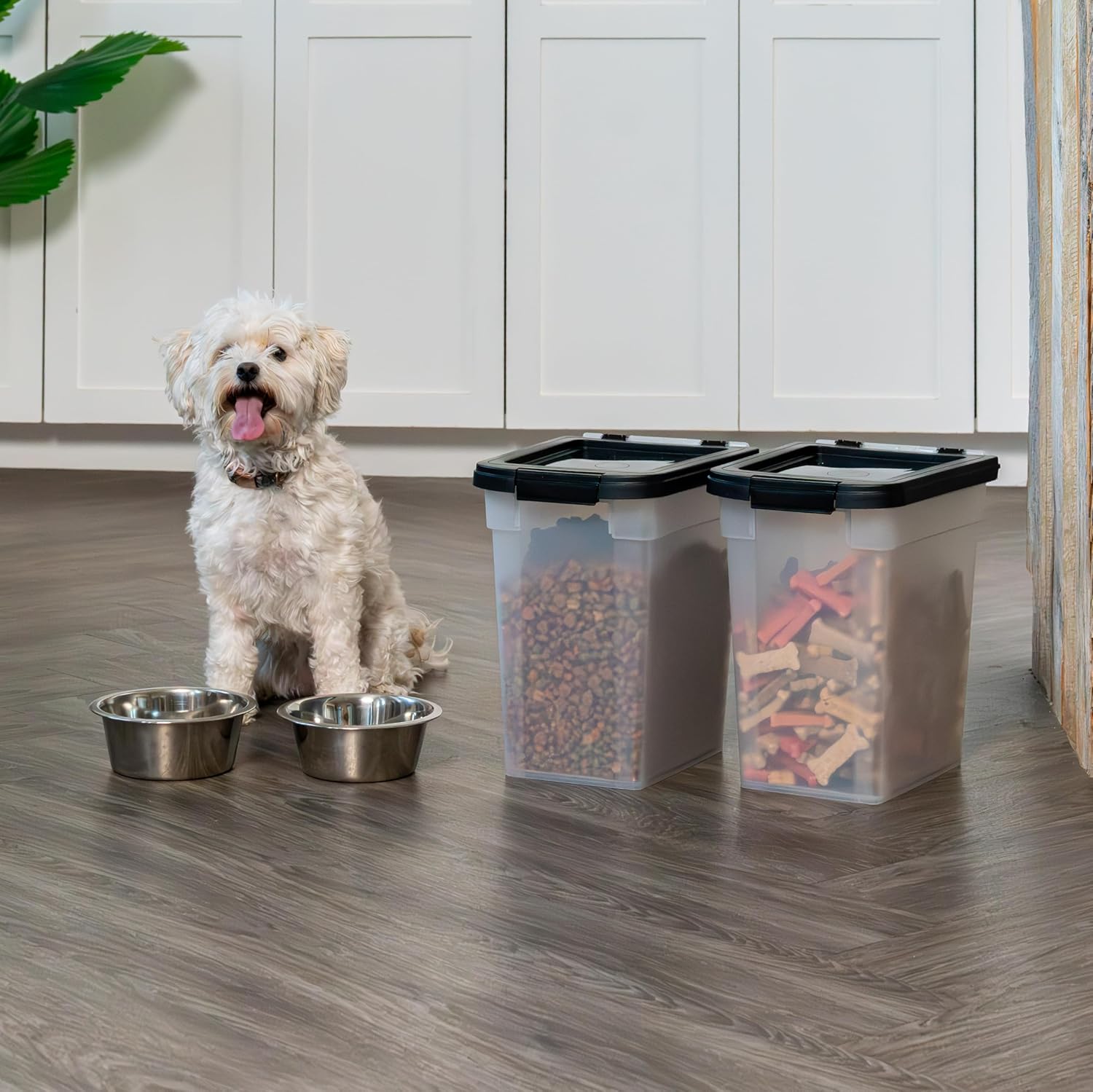 IRIS USA Airtight Dog Food Storage Container, Up to 10 lbs Each, 2 Pack, for Dog Cat Bird and Other Pet Food Storage Bin, Keep Fresh, Translucent Body, BPA Free, Clear/Black - Image 8