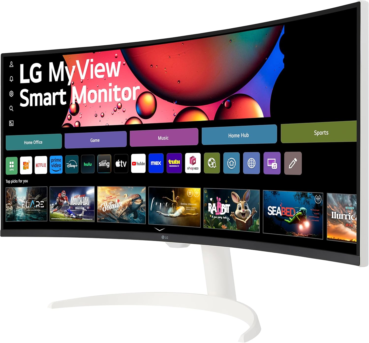 LG 34SR63QA-W 34 inch Smart Curved Monitor with Streaming TV, QHD 1440p, UltraWide Screen, USB Type-C 65W PD, 1800R, webOS, HDR10, 100Hz, Built-in Speaker, AirPlay2, Screen Share, Bluetooth, White - Image 3