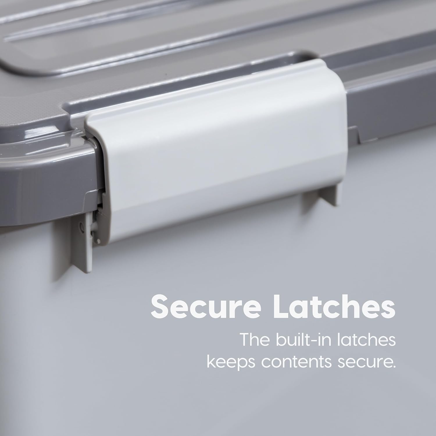 IRIS USA Stackable Dog Food Storage Container with 2 Cup Scoop, 4 Secure Latches, Fits up to 30 lbs, Pet Dry Food Bin, Gasket Seal Lid, BPA Free, Stackable, Easy Measure, Gray/Dark Gray - Image 7