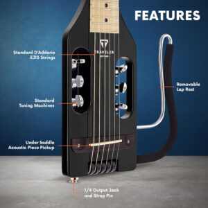 Traveler Guitar Ultra-Light Acoustic Acoustic-Electric Guitar, Black Gloss