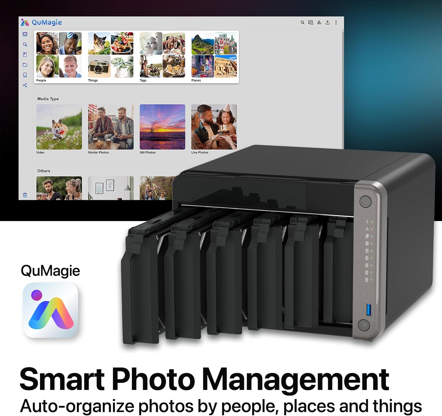 QNAP TS-AI642 6 Bay AI NAS with a Power-efficient ARM Processor and NPU for AI-Powered Video and Image Recognition Applications (Diskless) - Image 4