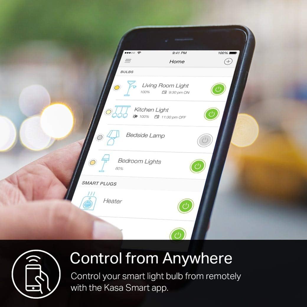 Kasa Smart Light Bulbs that works with Alexa and Google Home, Dimmable Smart LED Bulb, A19, 9W, 800Lumens, Soft White(2700K), CRI≥90, WiFi 2.4Ghz only, No Hub Required, 4 Count (Pack of 1)(KL110P4) - Image 6