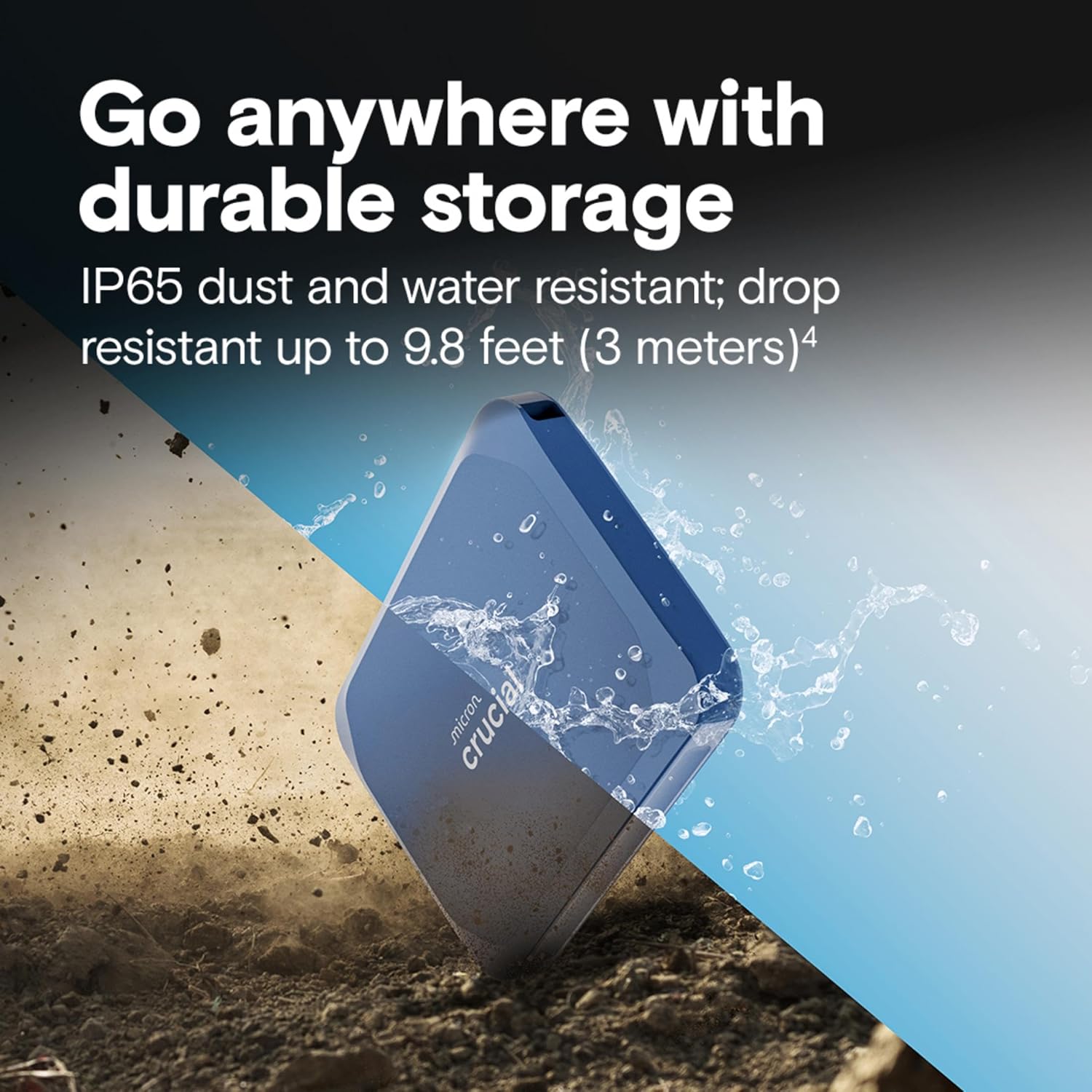 Crucial X10 4TB Portable SSD, Up to 2,100MB/s, USB 3.2 USB-C, External Solid State Drive, Compatible with Windows, Mac & Android, Durable Storage for Games, Photos & Files, Blue - CT4000X10SSD9-02 - Image 4