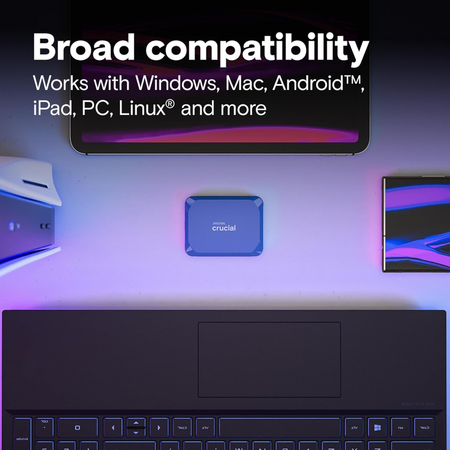 Crucial X10 4TB Portable SSD, Up to 2,100MB/s, USB 3.2 USB-C, External Solid State Drive, Compatible with Windows, Mac & Android, Durable Storage for Games, Photos & Files, Blue - CT4000X10SSD9-02 - Image 5