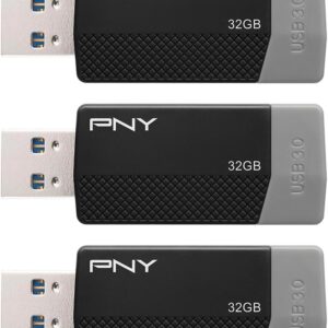 32GB PNY ODM Elite Edge USB 3.0 Flash Drive 3-Pack Black – Durable Reliable Portable Storage to Store and Transfer