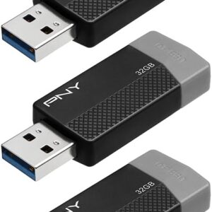 32GB PNY ODM Elite Edge USB 3.0 Flash Drive 3-Pack Black – Durable Reliable Portable Storage to Store and Transfer