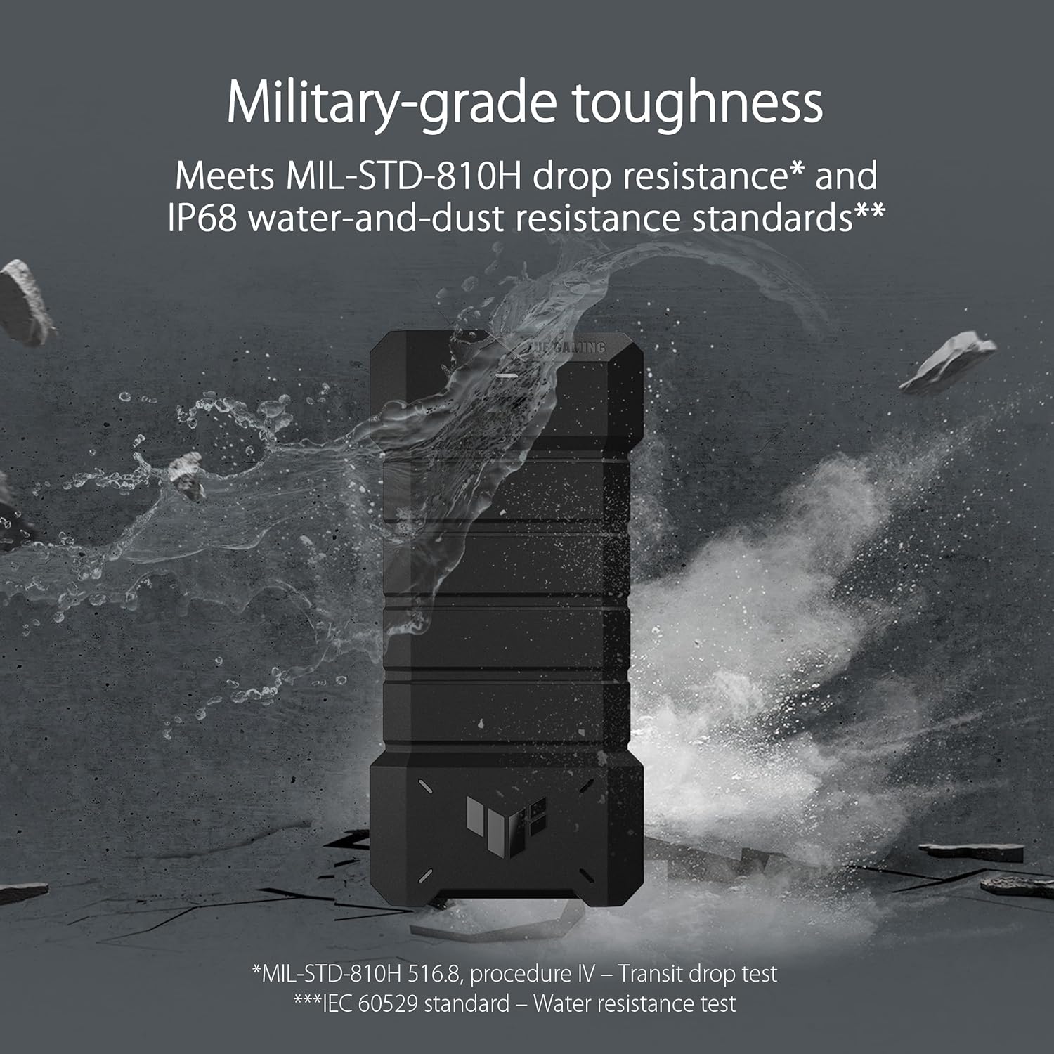 ASUS TUF Gaming AS1000 Plus —USB-C 3.2 Gen 2x2 Portable M.2 NVMe PCIe SSD 1 TB, Up to 2000MB/s, MIL-STD-810H Drop Resistance, IP68 Water and dust Resistance, Aluminum Alloy Chassis and a Thermal pad - Image 2