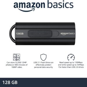 Amazon Basics 128 GB Ultra Fast USB 3.1 Flash Drive, Black