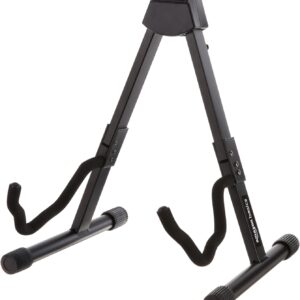 Amazon Basics Adjustable Folding Guitar Stand, A-shape, Fully Assembled - For School Music Program, Concerts & Multiple Users, Black, 8.66 x 15.16 x 3.74 inches