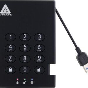 Apricorn 2TB Aegis Padlock USB 3.0 256-Bit AES XTS Hardware Encrypted Portable External Hard Drive (A25-3PL256-2000)