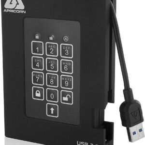 Apricorn 500GB Aegis Padlock Fortress FIPS 140-2 Level 2 Validated 256-Bit Encrypted USB 3.0 Hard Drive with PIN Access (A25-3PL256-500F)
