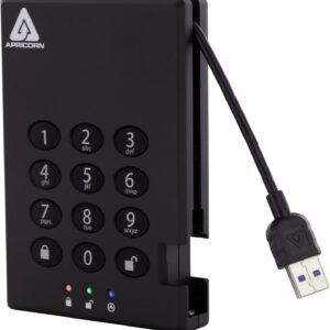 Apricorn 500GB Aegis Padlock USB 3.0 256-bit AES XTS Hardware Encrypted Portable External Hard Drive (A25-3PL256-500)
