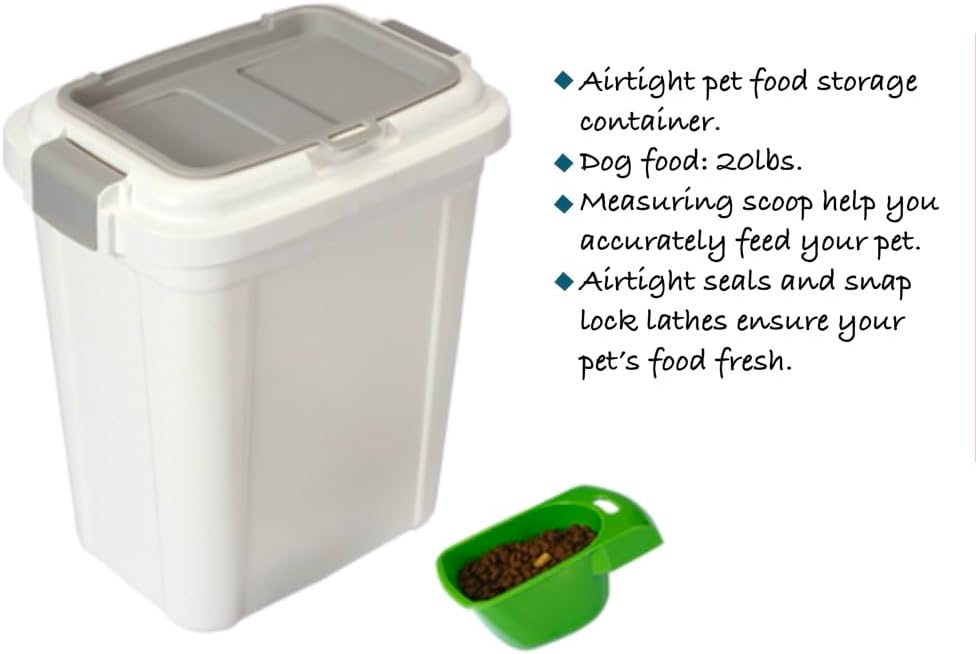 Ashfield & Harkness Airtight Pet Food Storage Container, up to 20 Lbs/ 23 Qt for Dog Cat Bird and Other Pet Food Storage, Easy Acces Including Scoup, Easy Access, Lightweight Keeps Pet Food Fresh - Image 2