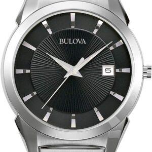 Bulova Men's 3-Hand Calendar Date Quartz Watch, Patterned Dial, 38mm, Style: 96B149