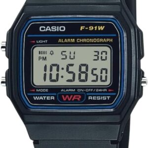 Casio F91W Series | Digital Watch | Water Resistant | LED Light | 1/100 SEC Stopwatch | Regular Time Keeping (HR, Min, SEC, PM, Date, Day) | Daily Alarm | Lightweight | 7 Year Battery