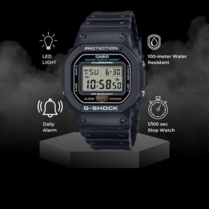 Casio G-Shock Shock Resistant DW5600UE-1V Men’s Water Resistant Black Resin Sport Watch