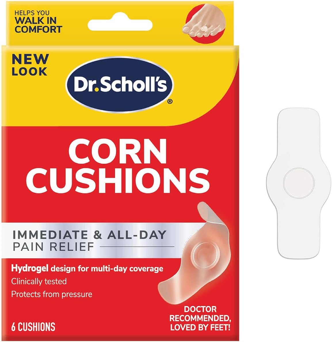 Dr. Scholl's Corn Cushion with Hydrogel Technology, 6ct // Cushioning Protection Against Shoe Pressure and Friction That Fits Easily in Any Shoe for Immediate and All-Day Pain Relief