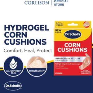 Dr. Scholl’s Corn Cushion with Hydrogel Technology, 6ct // Cushioning Protection Against Shoe Pressure and Friction That Fits Easily in Any Shoe for Immediate and All-Day Pain Relief