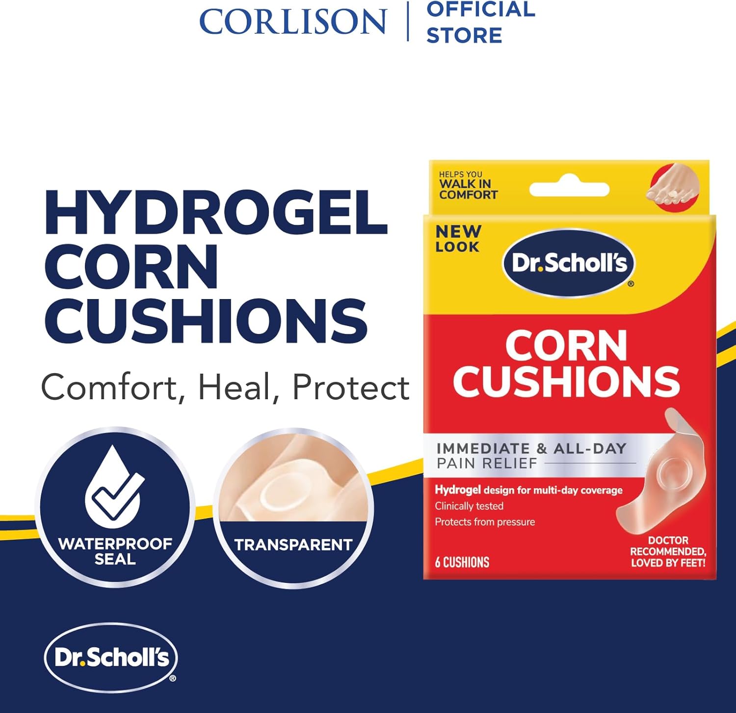 Dr. Scholl's Corn Cushion with Hydrogel Technology, 6ct // Cushioning Protection Against Shoe Pressure and Friction That Fits Easily in Any Shoe for Immediate and All-Day Pain Relief - Image 2