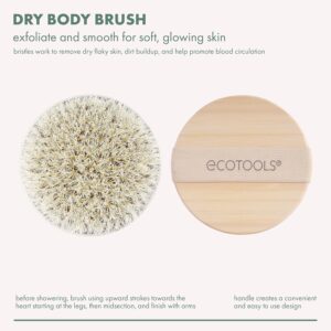 EcoTools Dry Body Brush, Cruelty-Free Bristles Exfoliate & Smooth Skin, Dry Brushing Removes Flaky Skin, May Help Improve Circulation & Tone, Eco-Friendly Skincare Tool, Vegan & Cruelty-Free, 1 Count