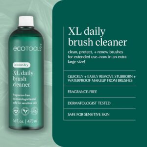 EcoTools XL Daily Brush Cleaner, Makeup Brush Spray Refill, Quick Dry Cleaning Solution For Beauty Tools, Fragrance Free, Extra Large Size, Cruelty-Free & Vegan, 16 fl oz./473 ml. Bottle