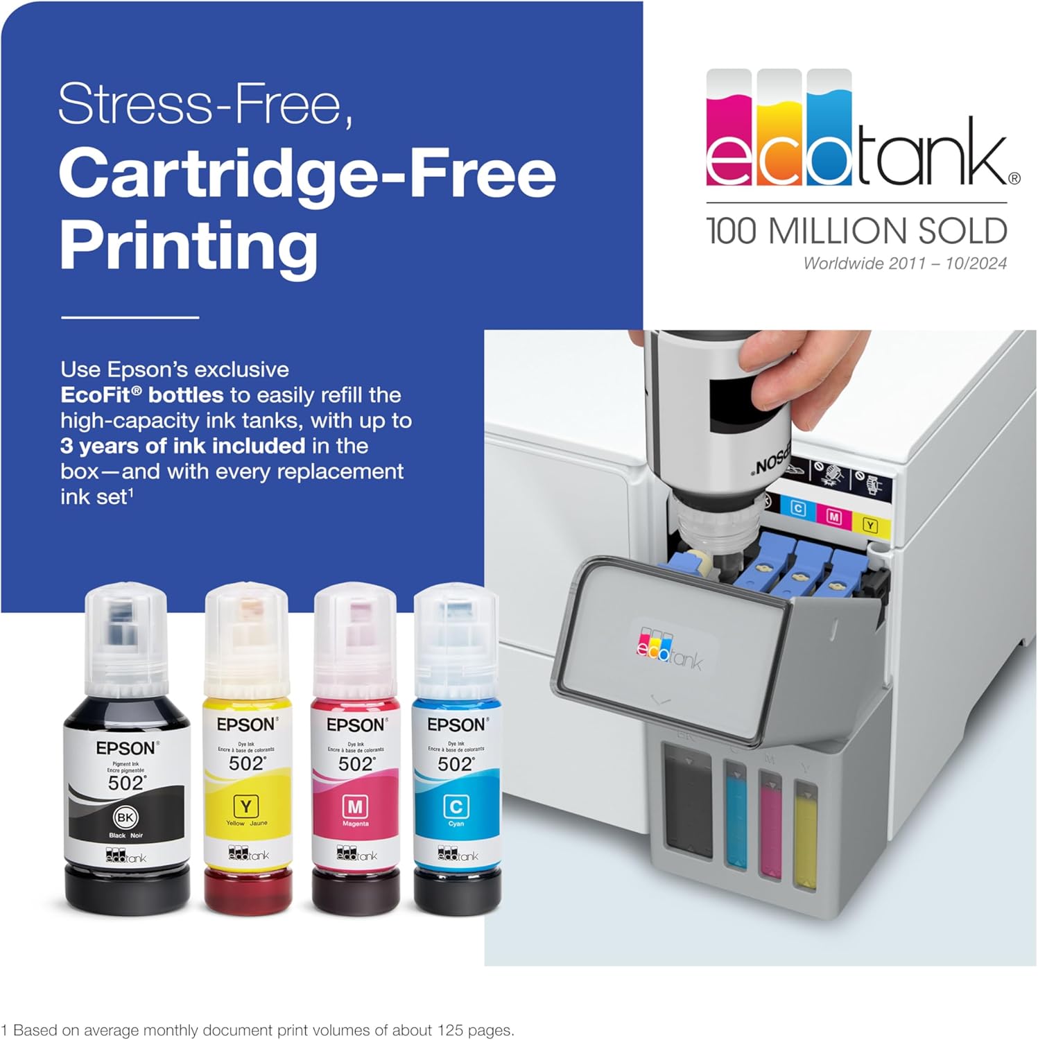 Epson EcoTank ET-2980 Wireless All-in-One Color Supertank Printer with up to 3 Years of Ink, Refillable Tanks, Perfect for Home, 15 PPM, 1.44" Color Screen, Auto 2-Sided Printing - White - Image 2