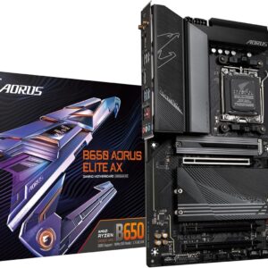 GIGABYTE B650 AORUS Elite AX (AM5/LGA 1718/ AMD B650/ATX/ 5-Year Warranty/DDR5/ M.2/ PCIe 5.0/USB 3.2 Gen2X2 Type-C/WiFi 6E/2.5GbE LAN/Q-Flash Plus/EZ-Latch/Gaming Motherboard)