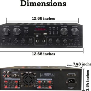 Home Theater System Kit with 1000 Watts 4-Chanel Bluetooth Receiver & 8 Qty 6.5″ 200 Watts in-Wall in-Ceiling Speakers of 2-Way Stereo Sound with Woofer/Tweeter, Flush Design by Technical Pro