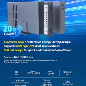 IO CREST 10Gbps Single Bay USB Type-C Enclosure for 2.5″ & 3.5″ SATA HDD