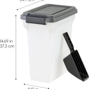 IRIS USA Dog Food Storage Container, Airtight Lid, 2-Cup Scoop, Up to 13 Pounds Pet Food Storage, Versatile Pet Food Bin, Treats, BPA Free, Dark Gray