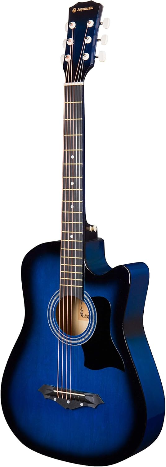Joymusic 38 inch blueburst beginner acoustic guitar kit,bundle with a strap with picks holder,digital tuner, set strings, capo,cleaning cloth,6 picks,gig bag.(JG-38C,BLS) - Image 2
