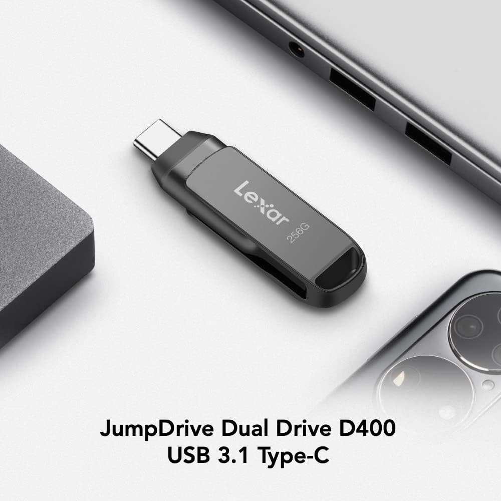 Lexar 128GB JumpDrive Dual Drive D400 USB 3.2 Type-C & Type-A Flash Drive for Storage Expansion, Photo Back-up for iPhone 15, Up to 130MB/s, Metal Housing & Swivel Design, Titanium (LJDD400128G-BNQNU) - Image 2