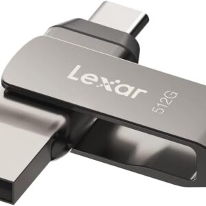 Lexar 512GB JumpDrive Dual Drive D400 USB 3.2 Type-C & Type-A Flash Drive for Storage Expansion, Photo Back-up for iPhone 15, Up to 170MB/s, Metal Housing & Swivel Design, Titanium (LJDD400512G-BNQNU)