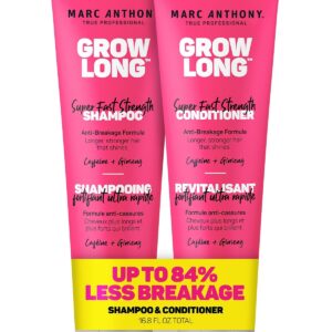 Marc Anthony Shampoo and Conditioner Set, Grow Long Biotin - Anti-Frizz Deep Conditioner For Split Ends & Breakage - Vitamin E, Caffeine & Ginseng for Curly, Dry & Damaged Hair